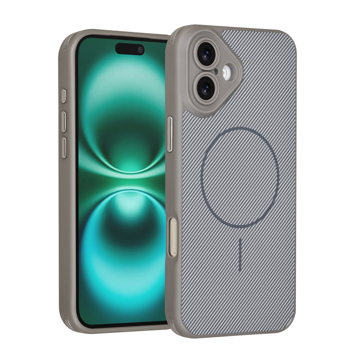 TUNIQ TUNIQ iPhone 16 Plus Backcover hoesje - Magsafe - Carbon Fiber - Shockproof - Grijs