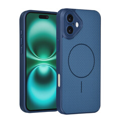 TUNIQ iPhone 16 Plus Back-Cover hul - Magsafe - Carbon Fiber - Shockproof - Blau