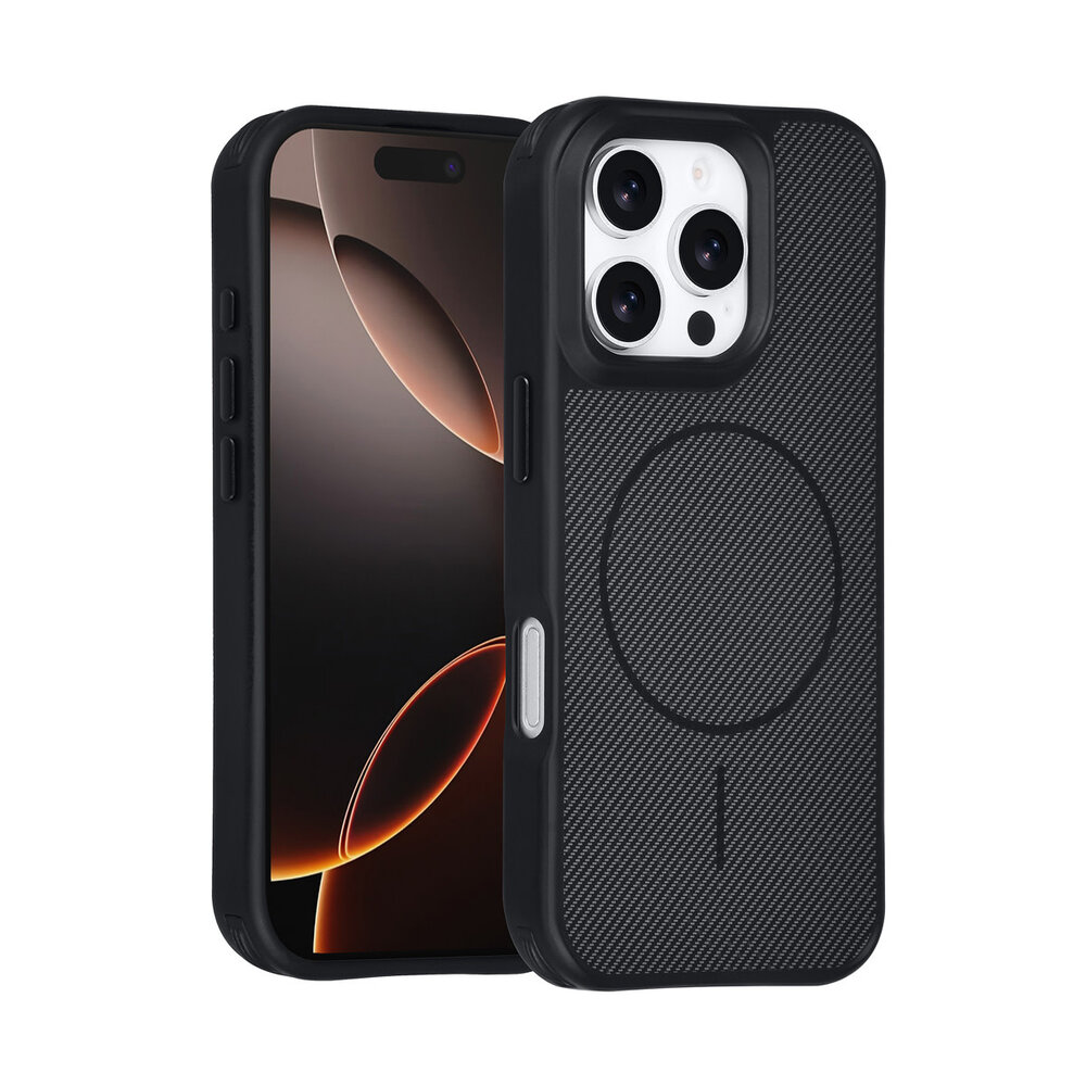 TUNIQ TUNIQ iPhone 16 Pro Back-Cover hul - Magsafe - Carbon Fiber - Shockproof - Schwarz TUNIQ TUNIQ iPhone 16 Pro Back-Cover hul - Magsafe - Carbon Fiber - Shockproof - Schwarz