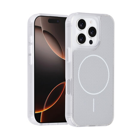 TUNIQ TUNIQ iPhone 16 Pro Backcover hoesje - Magsafe - Carbon Fiber - Shockproof - Wit TUNIQ TUNIQ iPhone 16 Pro Backcover hoesje - Magsafe - Carbon Fiber - Shockproof - Wit