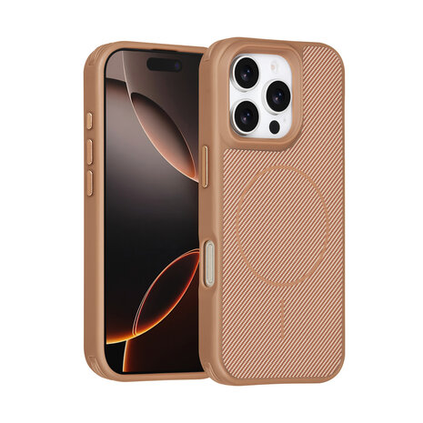 TUNIQ TUNIQ iPhone 16 Pro Backcover hoesje - Magsafe - Carbon Fiber - Shockproof - Goud TUNIQ TUNIQ iPhone 16 Pro Backcover hoesje - Magsafe - Carbon Fiber - Shockproof - Goud