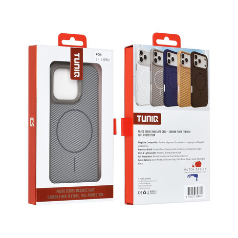 TUNIQ TUNIQ iPhone 16 Pro Back cover case - Magsafe - Carbon Fiber - Shockproof - Grey TUNIQ TUNIQ iPhone 16 Pro Back cover case - Magsafe - Carbon Fiber - Shockproof - Grey