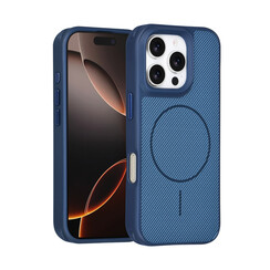 TUNIQ iPhone 16 Pro Back cover coque - Magsafe - Carbon Fiber - Shockproof - Bleu