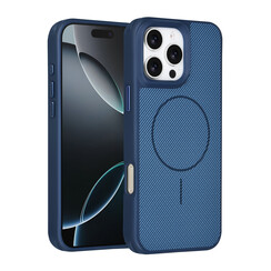 TUNIQ iPhone 16 Pro Max Back cover case - Magsafe - Carbon Fiber - Shockproof - Blue