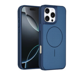 TUNIQ TUNIQ iPhone 16 Pro Max Back-Cover hul - Magsafe - Carbon Fiber - Shockproof - Blau TUNIQ TUNIQ iPhone 16 Pro Max Back-Cover hul - Magsafe - Carbon Fiber - Shockproof - Blau