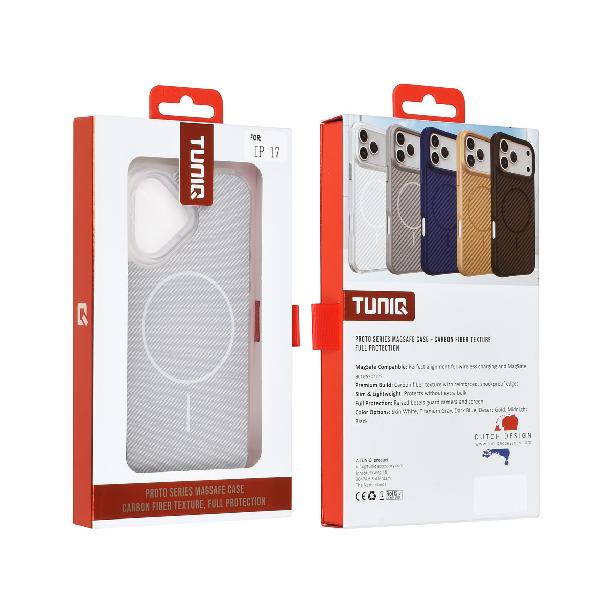 TUNIQ TUNIQ iPhone 17 Backcover hoesje - Magsafe - Carbon Fiber - Shockproof - Wit, foto 3 van 3