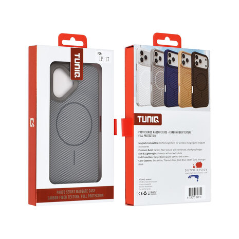 TUNIQ TUNIQ iPhone 17 Back-Cover hul - Magsafe - Carbon Fiber - Shockproof - Grau TUNIQ TUNIQ iPhone 17 Back-Cover hul - Magsafe - Carbon Fiber - Shockproof - Grau