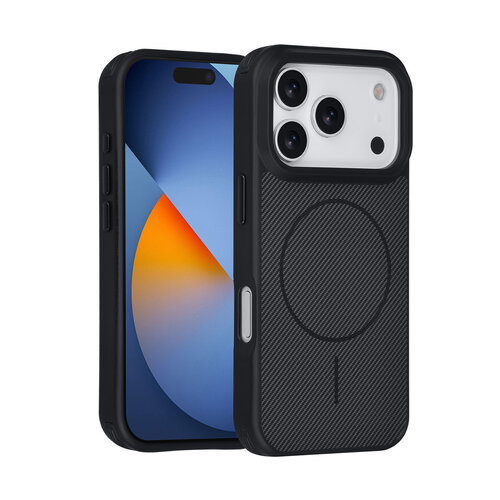 TUNIQ TUNIQ iPhone 17 Pro/iPhone 18 Pro Coque arrière MagSafe Fibre de carbone Antichoc - Noir
