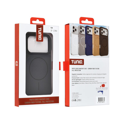 TUNIQ TUNIQ iPhone 17 Pro/iPhone 18 Pro Handyhülle MagSafe Kohlefaser Stoßfest - Schwarz