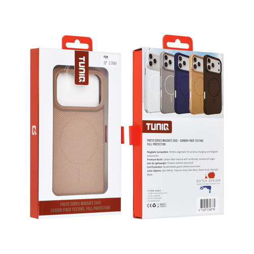 TUNIQ TUNIQ iPhone 17 Pro/iPhone 18 Pro Coque arrière MagSafe Fibre de carbone Antichoc - Doré