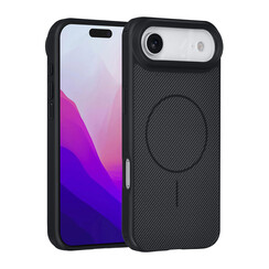 TUNIQ iPhone 17 Air Back cover coque - Magsafe - Carbon Fiber - Shockproof - Noir