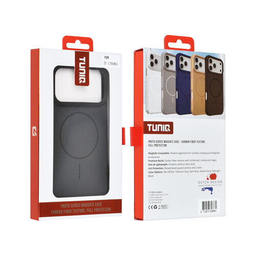 TUNIQ TUNIQ iPhone 17 Pro Max/iPhone 18 Pro Max Coque arrière MagSafe Fibre de carbone Antichoc - Noir