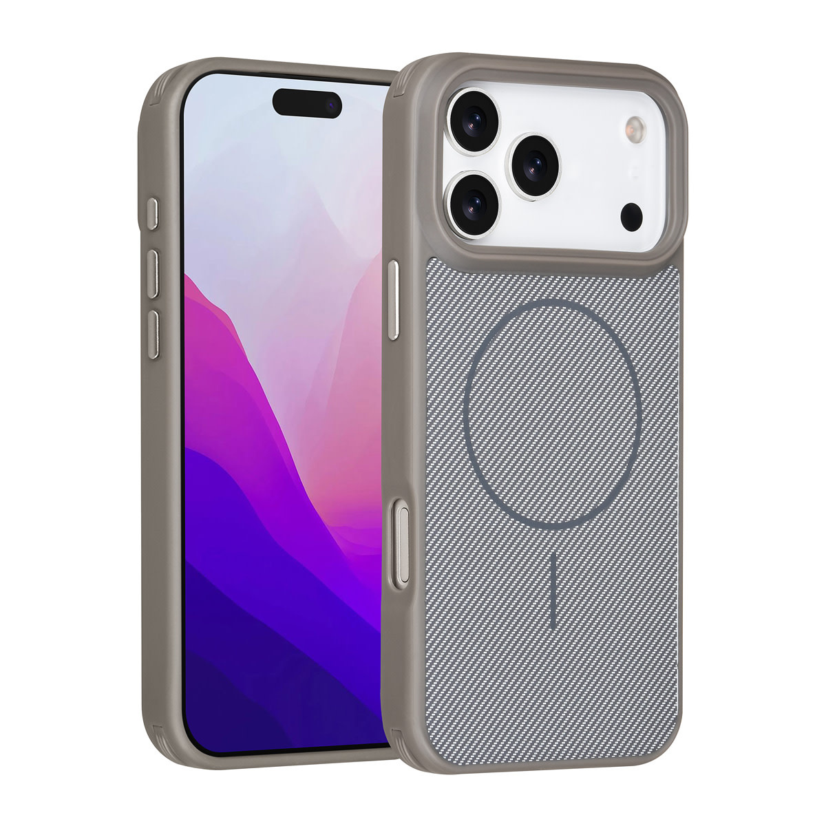 TUNIQ TUNIQ iPhone 17 Pro Max Backcover hoesje - Magsafe - Carbon Fiber - Shockproof - Grijs
