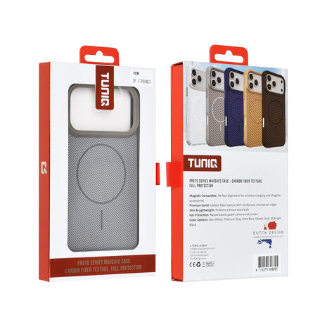 TUNIQ TUNIQ iPhone 17 Pro Max Back cover coque - Magsafe - Carbon Fiber - Shockproof - Gris TUNIQ TUNIQ iPhone 17 Pro Max Back cover coque - Magsafe - Carbon Fiber - Shockproof - Gris