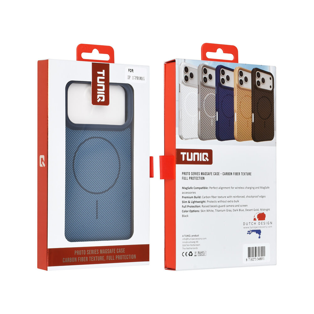 TUNIQ TUNIQ iPhone 17 Pro Max Back cover coque - Magsafe - Carbon Fiber - Shockproof - Bleu TUNIQ TUNIQ iPhone 17 Pro Max Back cover coque - Magsafe - Carbon Fiber - Shockproof - Bleu