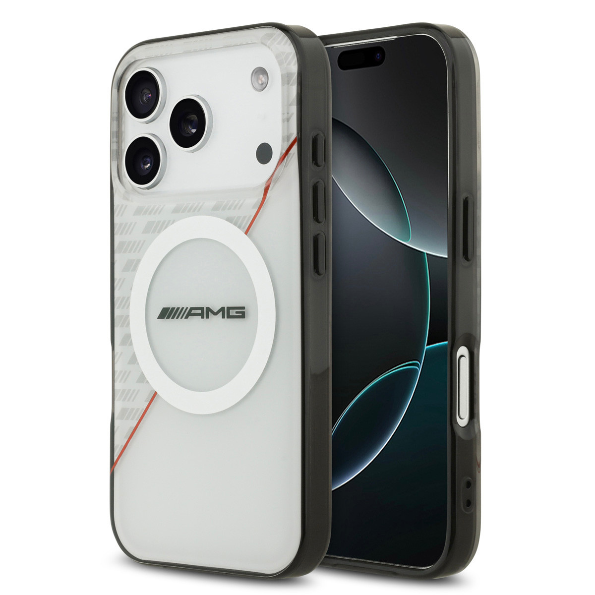 AMG AMG iPhone 17 Pro Backcover hoesje - Magsafe - Double Layer - Red Line - Wit