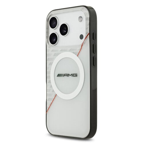 AMG AMG iPhone 17 Pro/iPhone 18 Pro Coque arrière MagSafe Double couche Ligne rouge - Blanc