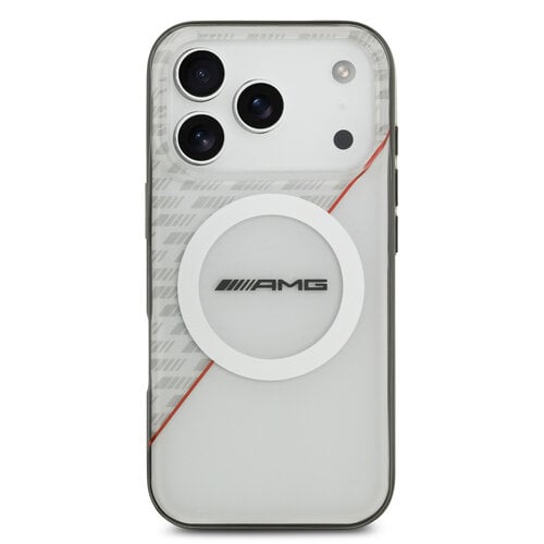 AMG AMG iPhone 17 Pro/iPhone 18 Pro Coque arrière MagSafe Double couche Ligne rouge - Blanc