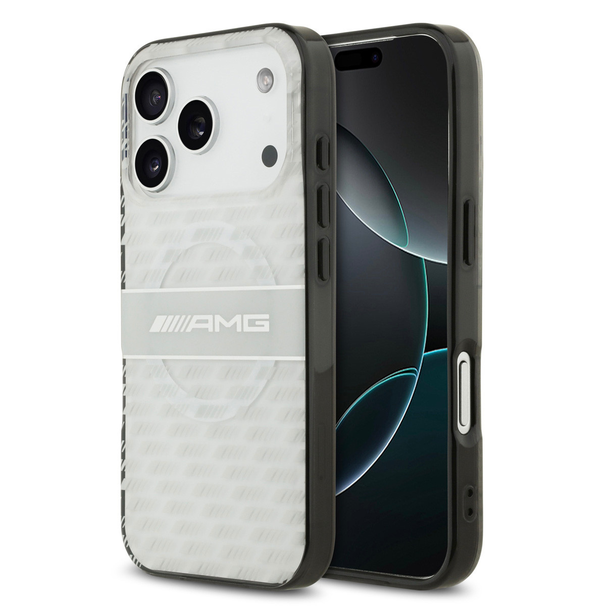 AMG AMG iPhone 17 Pro Backcover hoesje - Magsafe - Double Layer - Transparent Rhombs Repeat - Wit