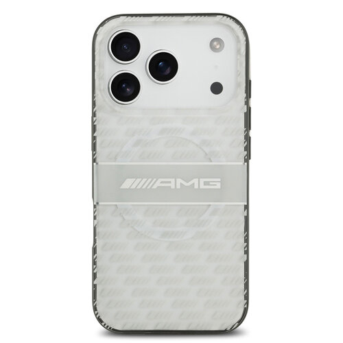AMG AMG iPhone 17 Pro/iPhone 18 Pro Coque arrière MagSafe Double couche Motif répété de losanges transparents - Blanc