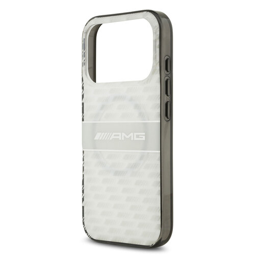 AMG AMG iPhone 17 Pro/iPhone 18 Pro Coque arrière MagSafe Double couche Motif répété de losanges transparents - Blanc