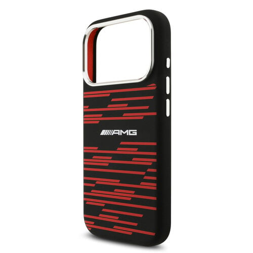 AMG AMG iPhone 17 Pro/iPhone 18 Pro Coque arrière MagSafe Graphisme à lignes rouges - Noir