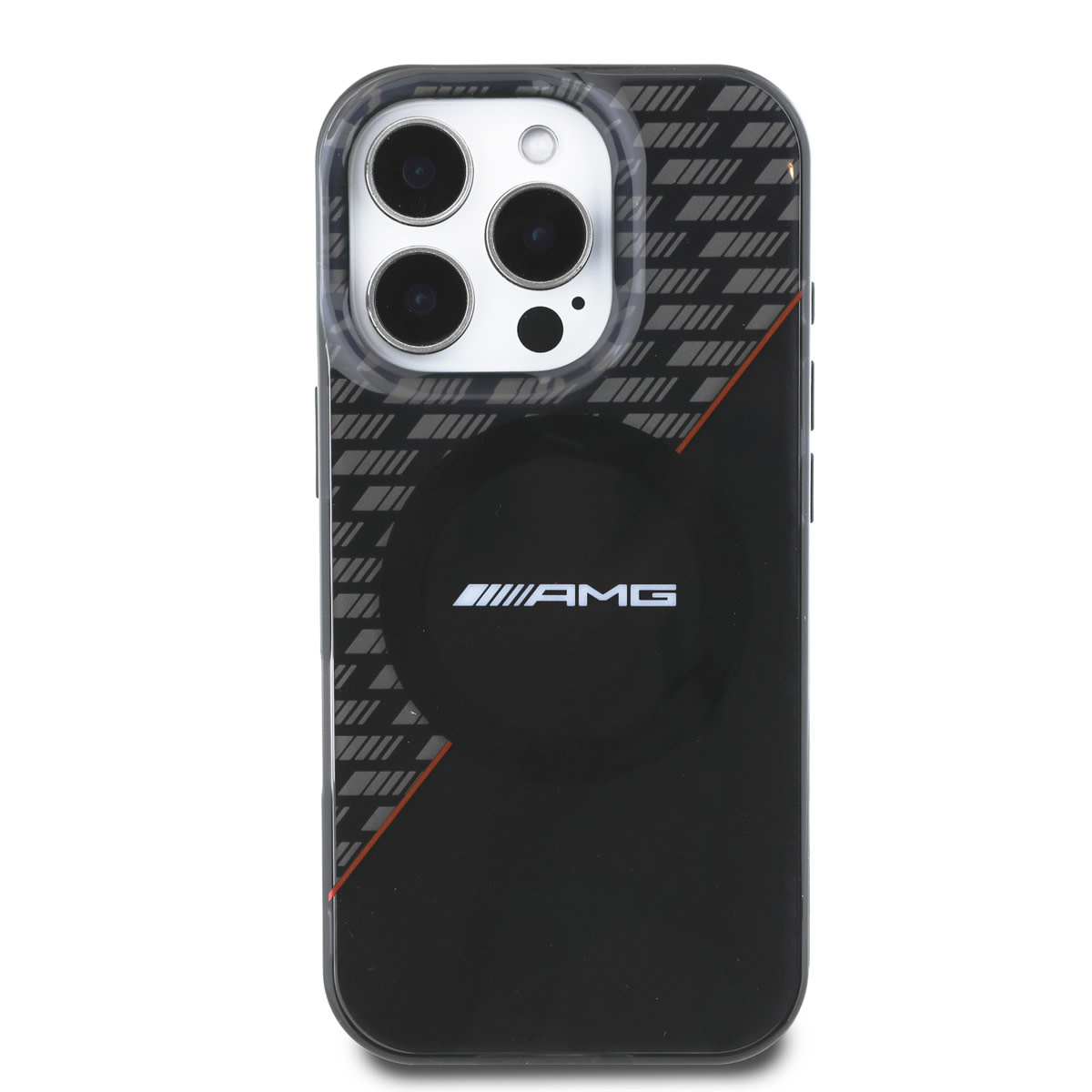 AMG AMG iPhone 16 Pro Backcover hoesje - Magsafe - Double Layer - Red Line - Zwart, foto 3 van 6