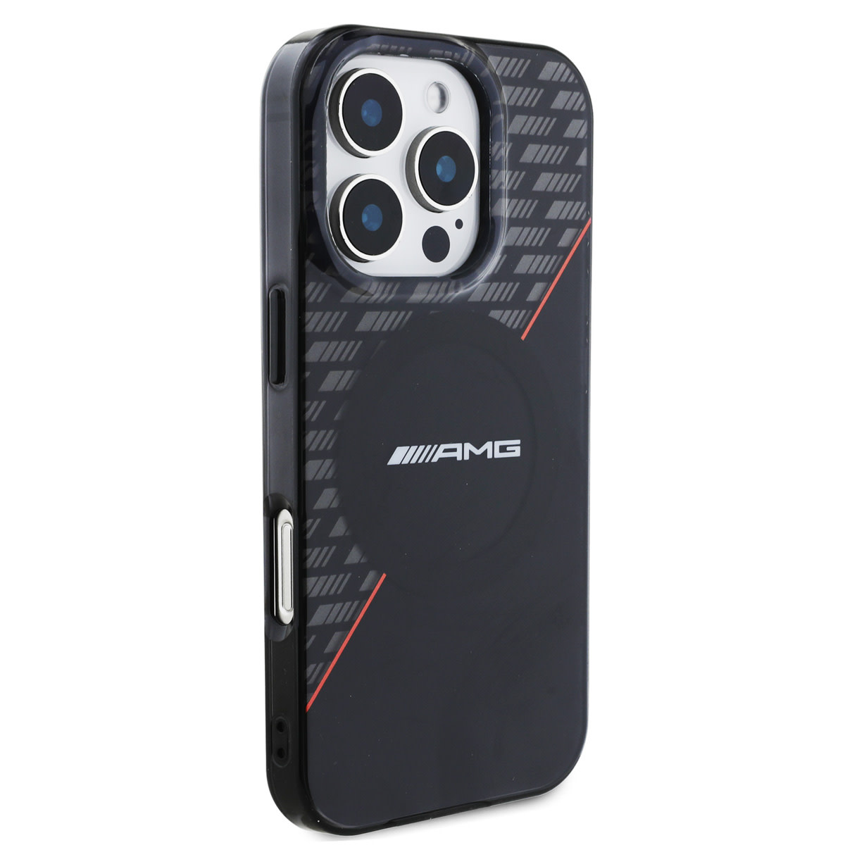 AMG AMG iPhone 16 Pro Backcover hoesje - Magsafe - Double Layer - Red Line - Zwart, foto 4 van 6