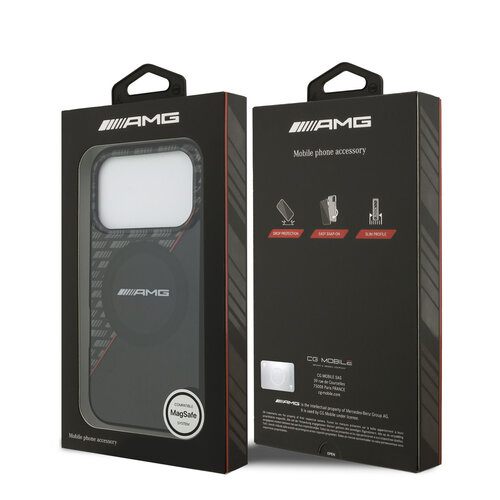 AMG AMG iPhone 17 Pro/iPhone 18 Pro Coque arrière MagSafe Double couche Ligne rouge - Noir