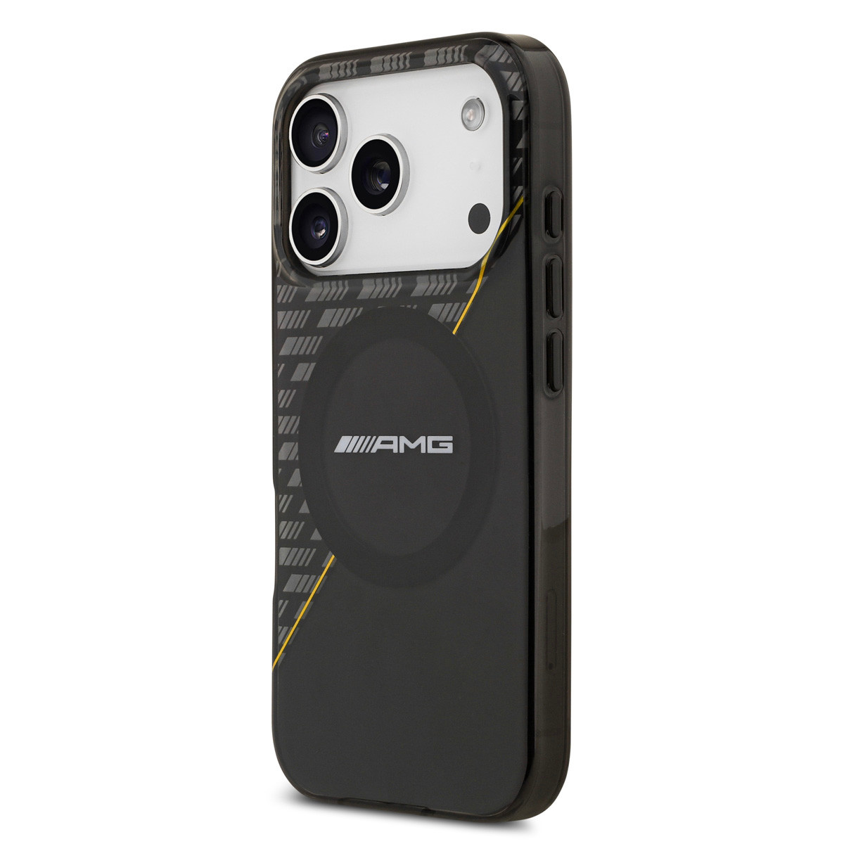 AMG AMG iPhone 17 Pro Backcover hoesje - Magsafe - Double Layer - Yellow Line - Zwart, foto 2 van 6