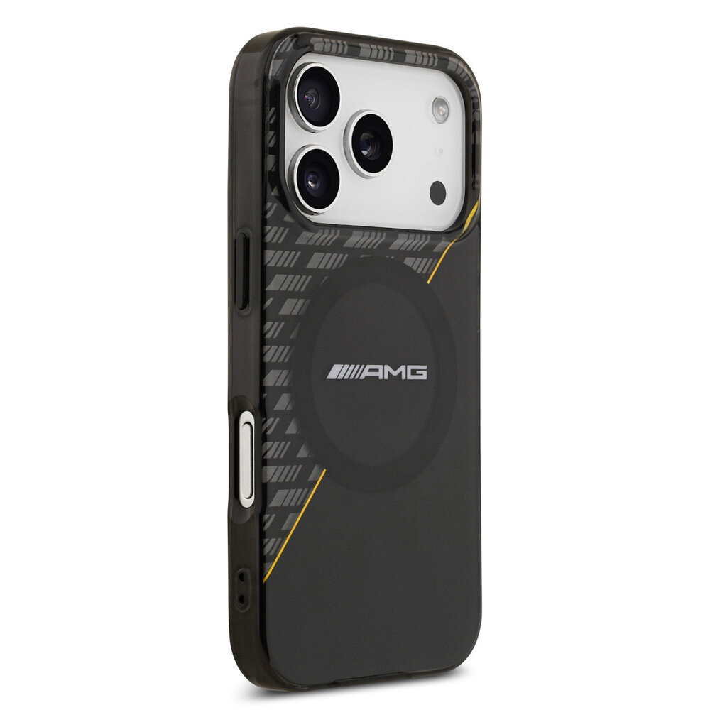 AMG AMG iPhone 17 Pro Backcover hoesje - Magsafe - Double Layer - Yellow Line - Zwart AMG AMG iPhone 17 Pro Backcover hoesje - Magsafe - Double Layer - Yellow Line - Zwart