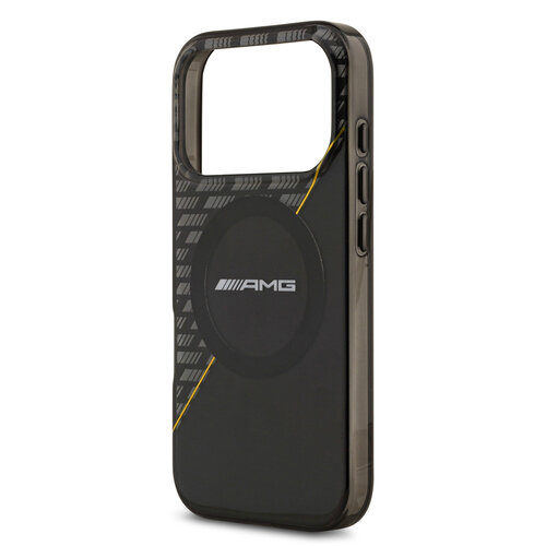 AMG AMG iPhone 17 Pro/iPhone 18 Pro Coque arrière MagSafe Double couche Ligne jaune - Noir