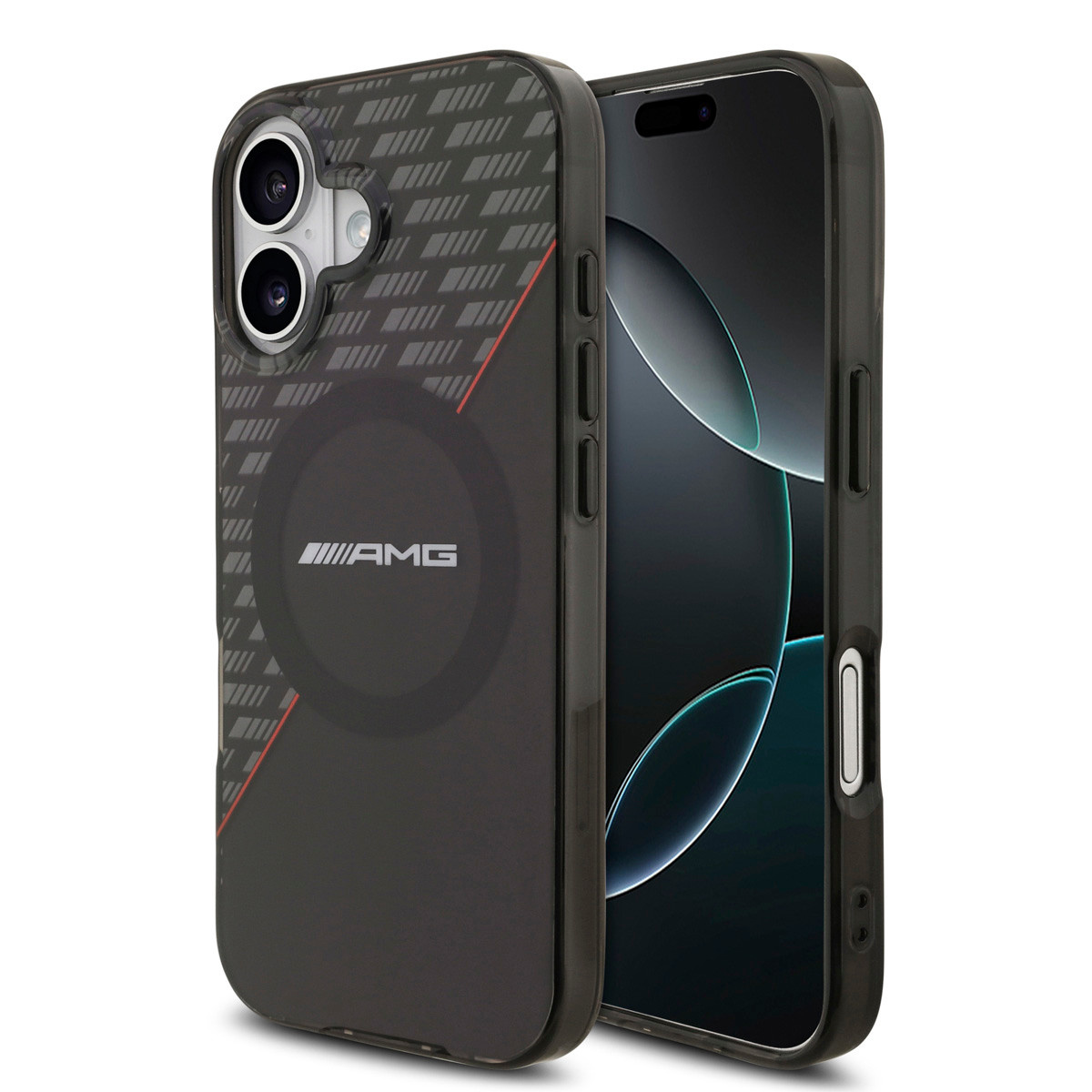 AMG AMG iPhone 17 Backcover hoesje - Magsafe - Double Layer - Red Line - Zwart