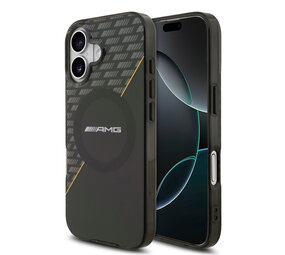 AMG AMG iPhone 17 Back cover coque - Magsafe - Double Layer - Yellow Line - Noir AMG AMG iPhone 17 Back cover coque - Magsafe - Double Layer - Yellow Line - Noir
