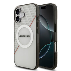 AMG iPhone 17 Backcover hoesje - Magsafe - Double Layer - Red Line - Wit