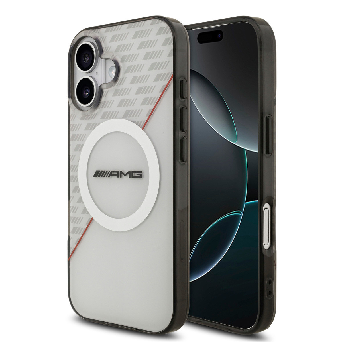 AMG AMG iPhone 17 Backcover hoesje - Magsafe - Double Layer - Red Line - Wit