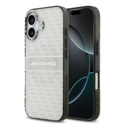 AMG iPhone 17 Backcover hoesje - Magsafe - Double Layer - Transparent Rhombs Repeat - Wit