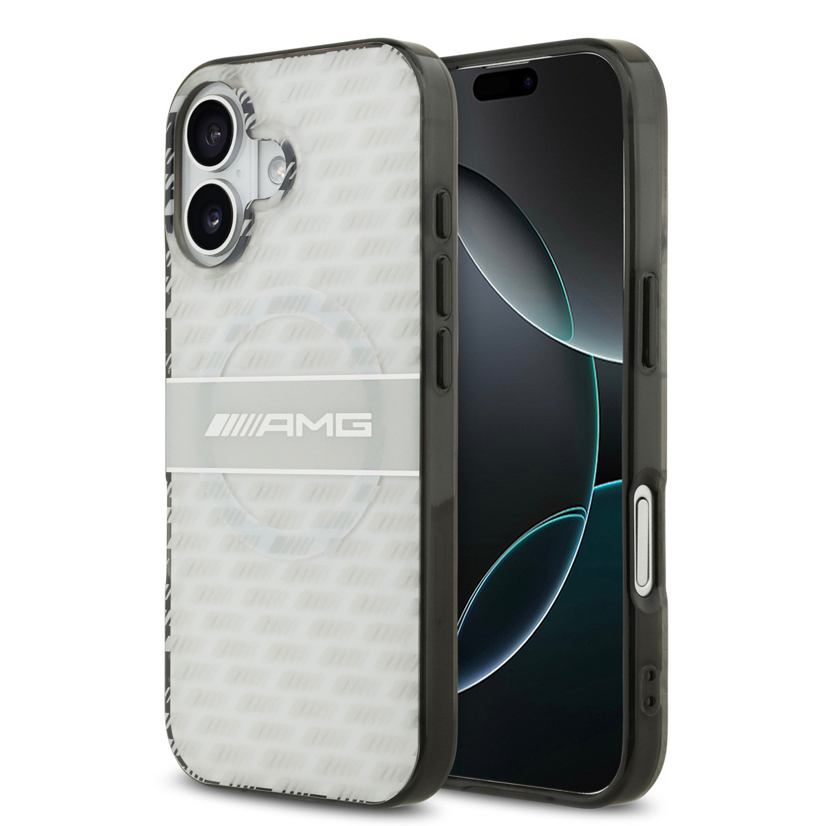 AMG AMG iPhone 17 Backcover hoesje - Magsafe - Double Layer - Transparent Rhombs Repeat - Wit