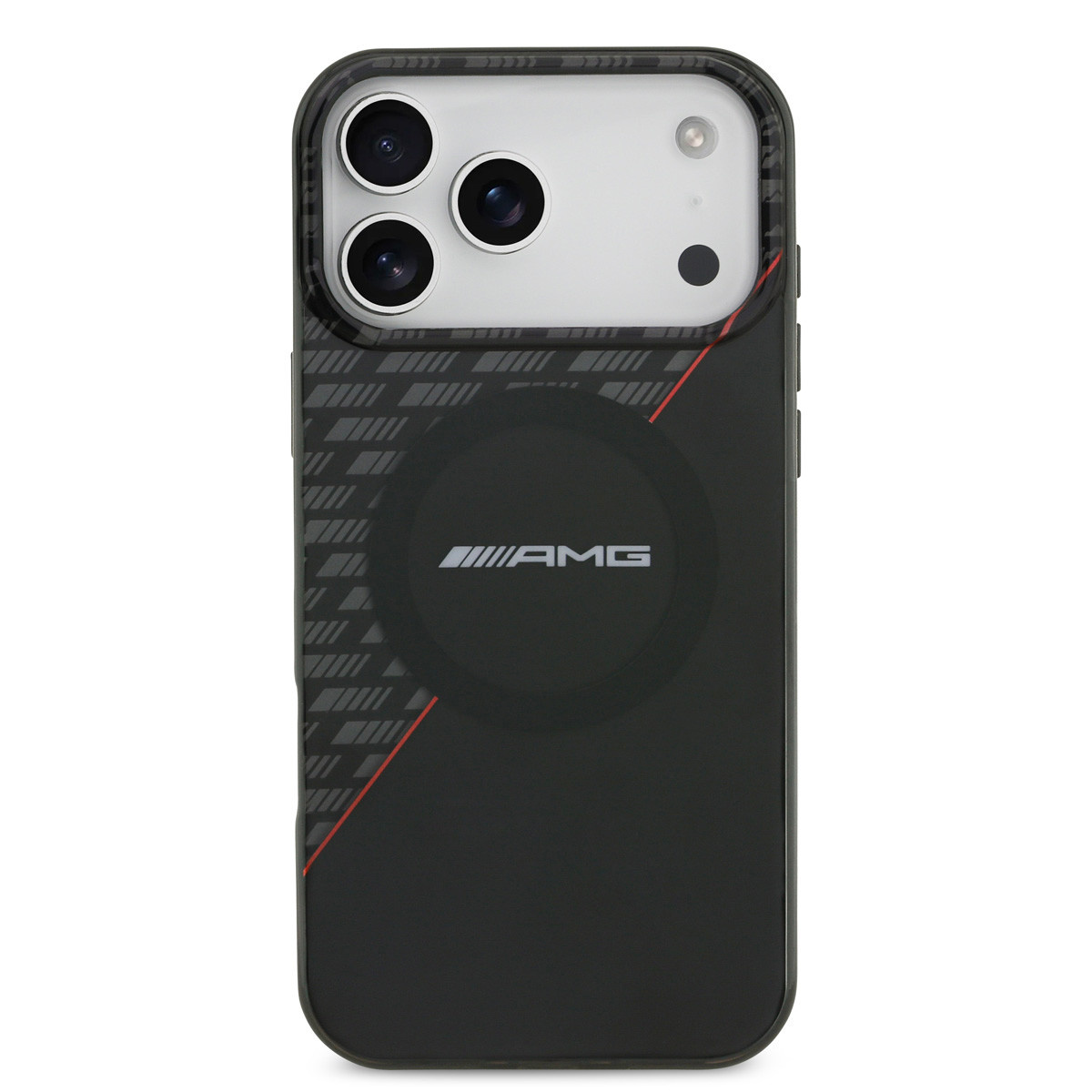 AMG AMG iPhone 17 Pro Max Backcover hoesje - Magsafe - Double Layer - Red Line - Zwart, foto 3 van 6