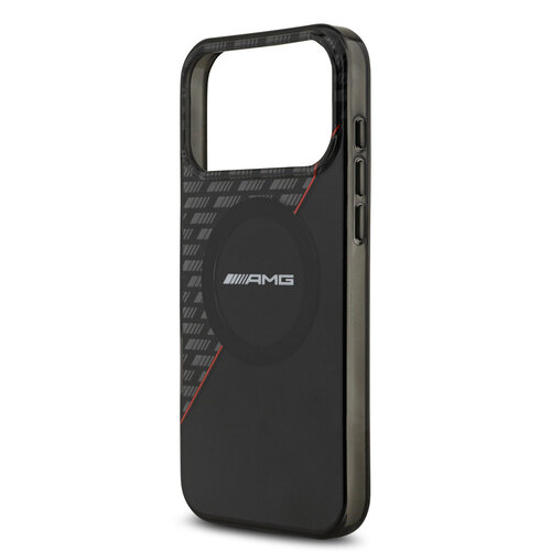 AMG AMG iPhone 17 Pro Max/iPhone 18 Pro Max Coque arrière MagSafe Double couche Ligne rouge - Noir