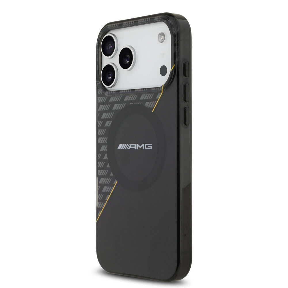 AMG AMG iPhone 17 Pro Max Backcover hoesje - Magsafe - Double Layer - Yellow Line - Zwart AMG AMG iPhone 17 Pro Max Backcover hoesje - Magsafe - Double Layer - Yellow Line - Zwart