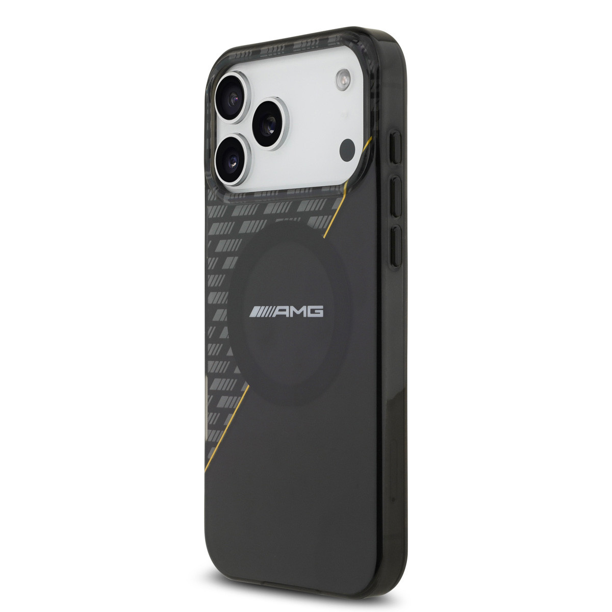 AMG AMG iPhone 17 Pro Max Backcover hoesje - Magsafe - Double Layer - Yellow Line - Zwart, foto 2 van 6