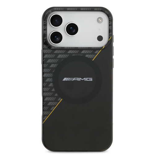 AMG AMG iPhone 17 Pro Max/iPhone 18 Pro Max Coque arrière MagSafe Double couche Ligne jaune - Noir