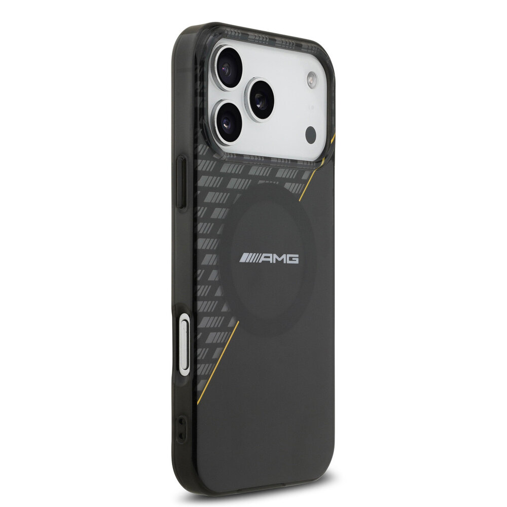 AMG AMG iPhone 17 Pro Max Backcover hoesje - Magsafe - Double Layer - Yellow Line - Zwart AMG AMG iPhone 17 Pro Max Backcover hoesje - Magsafe - Double Layer - Yellow Line - Zwart
