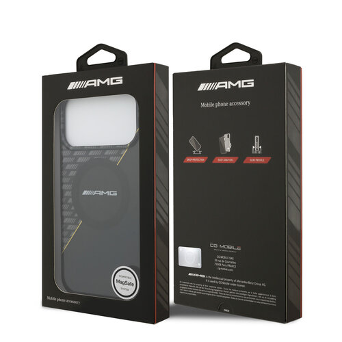 AMG AMG iPhone 17 Pro Max/iPhone 18 Pro Max Coque arrière MagSafe Double couche Ligne jaune - Noir