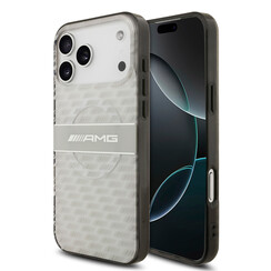 AMG iPhone 17 Pro Max/iPhone 18 Pro Max Backcoverhoesje - MagSafe - Dubbele laag - Herhaald patroon van transparante ruiten - Wit