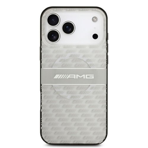 AMG AMG iPhone 17 Pro Max/iPhone 18 Pro Max Coque arrière MagSafe Double couche Motif répété de losanges transparents - Blanc
