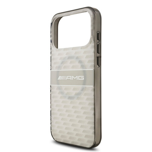 AMG AMG iPhone 17 Pro Max/iPhone 18 Pro Max Coque arrière MagSafe Double couche Motif répété de losanges transparents - Blanc
