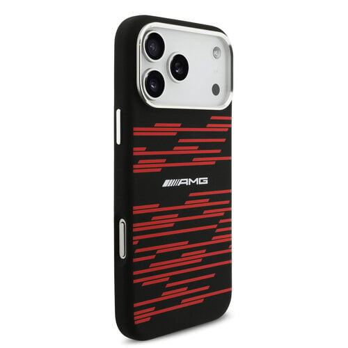 AMG AMG iPhone 17 Pro Max/iPhone 18 Pro Max Coque arrière MagSafe Graphisme à lignes rouges - Noir
