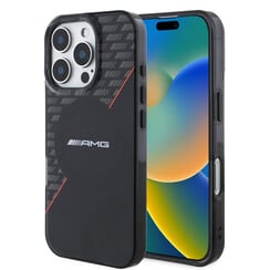 AMG iPhone 16 Pro Backcover hoesje - Magsafe - Double Layer - Red Line - Zwart